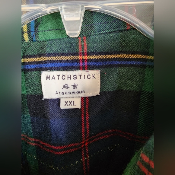 Men's Matchstick Upcycled Button Down Long Sleeve Shirt Size Extra Extra Large - Picture 3 of 6